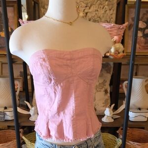 Free People Pink Strapless Crop Top